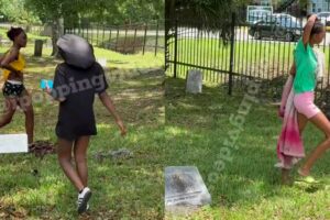 Man, You Ain’t Gonna Believe This! a Bunch of Young Ladies Was Caught on Camera Throwin’ Down at a Graveyard